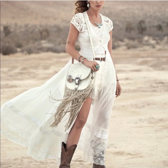 Spell & the Gypsy wild belle gown medium White Lace Maxi Dress - Picture 2 of 6